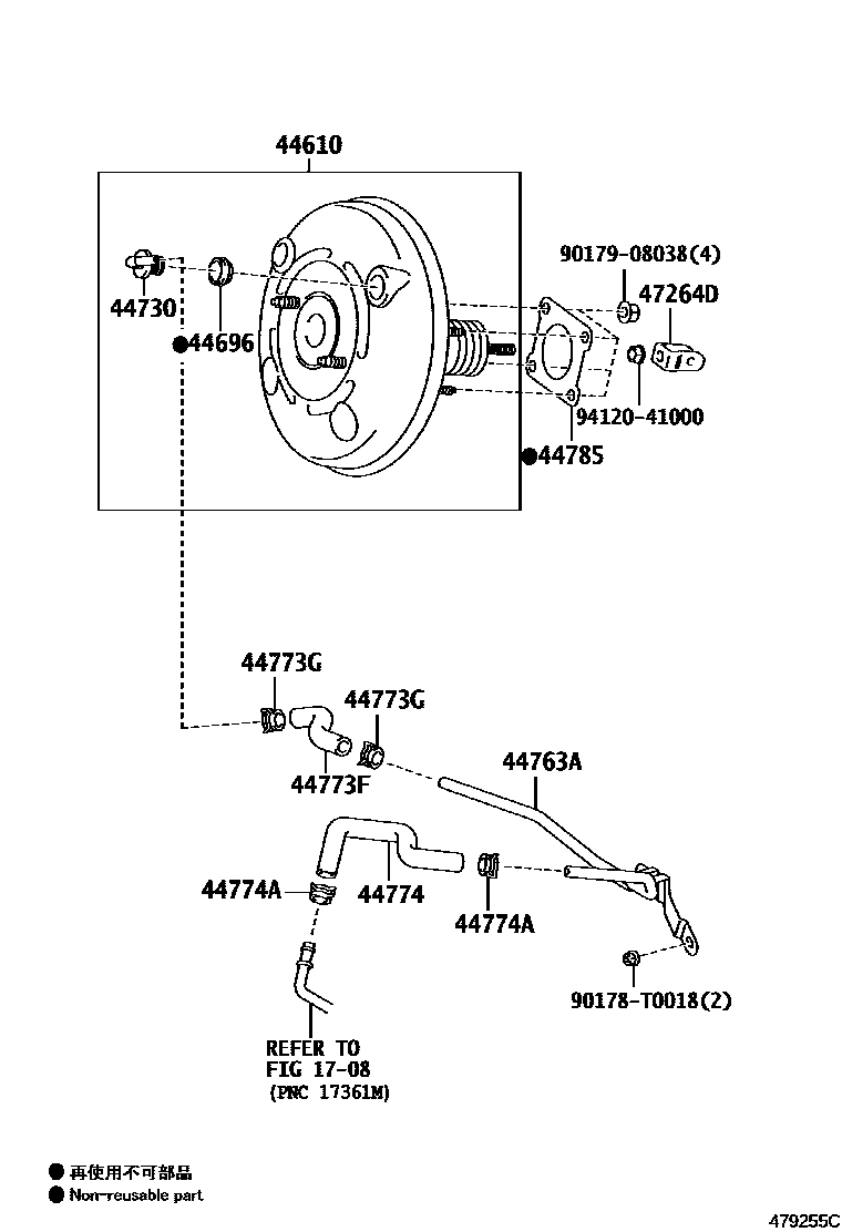 Toyota COROLLA 制动助力器和真空管 EPC diagram — 479255C