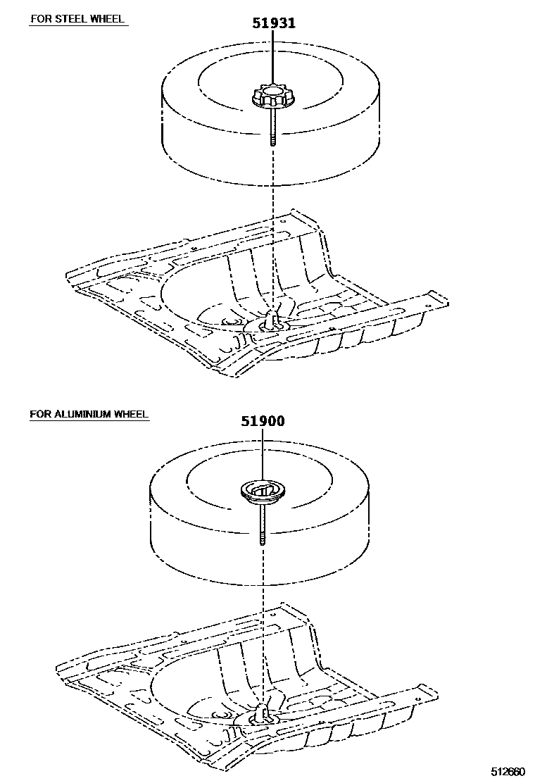 Toyota COROLLA Spare tire rack EPC diagram — 512660