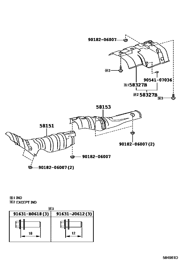 Toyota COROLLA 地板隔热垫 EPC diagram — 584961D