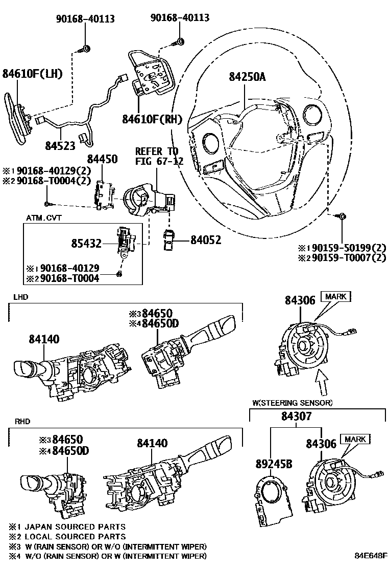 Toyota COROLLA 开关和继电器和ECU EPC diagram — 84E648F
