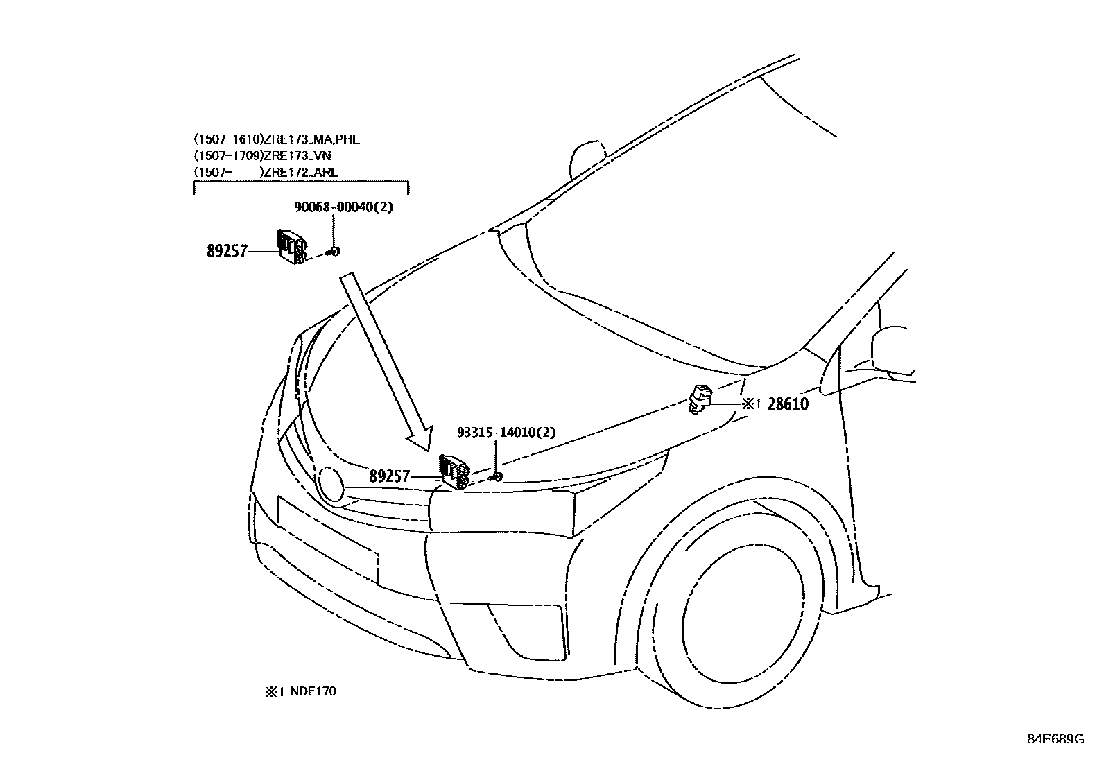 Toyota COROLLA 开关和继电器和ECU EPC diagram — 84E689G
