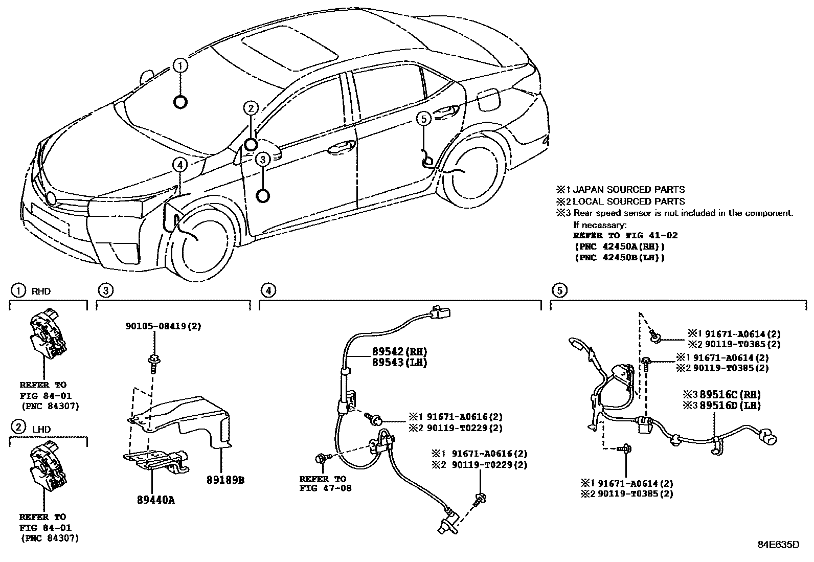 Toyota COROLLA ABS 和 VSC EPC diagram — 84E635D