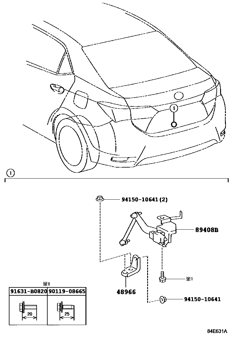 Toyota COROLLA 电子高度控制 EPC diagram — 84E631A