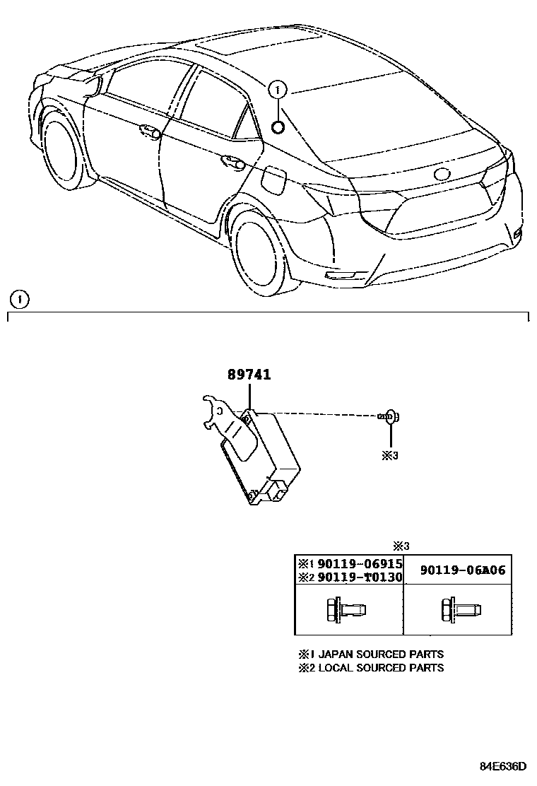 Toyota COROLLA 遥控门锁 EPC diagram — 84E636D