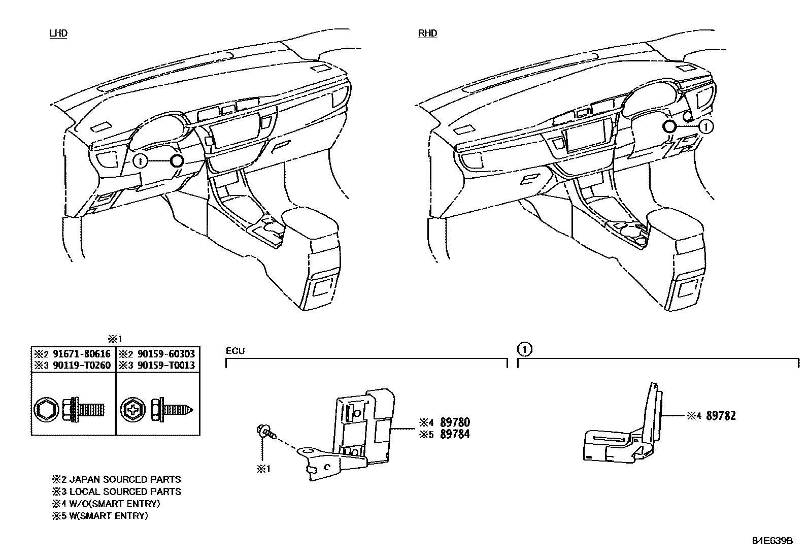 Toyota COROLLA 防盗装置 EPC diagram — 84E639B