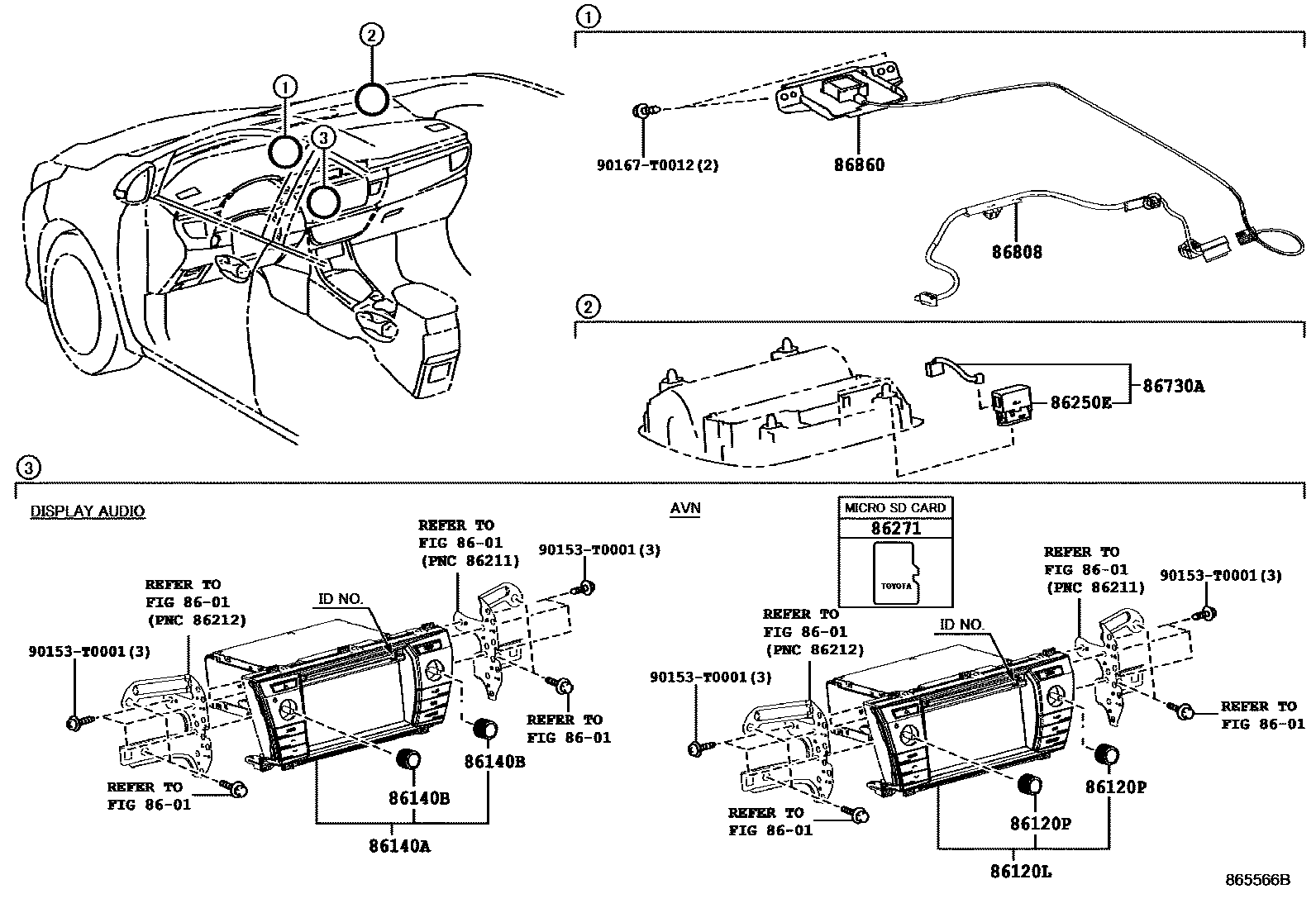 Toyota COROLLA 导航和前监视器显示屏 EPC diagram — 865566B