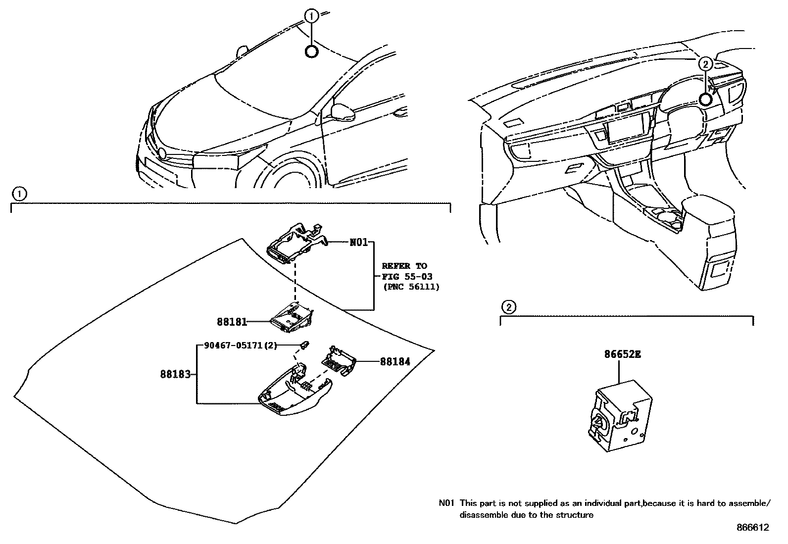 Toyota COROLLA 预碰撞安全系统 EPC diagram — 866612