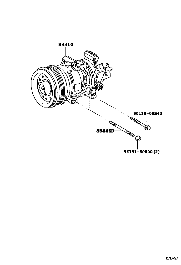 Toyota COROLLA Heating & Air Conditioning - Compressor EPC diagram — 87D797