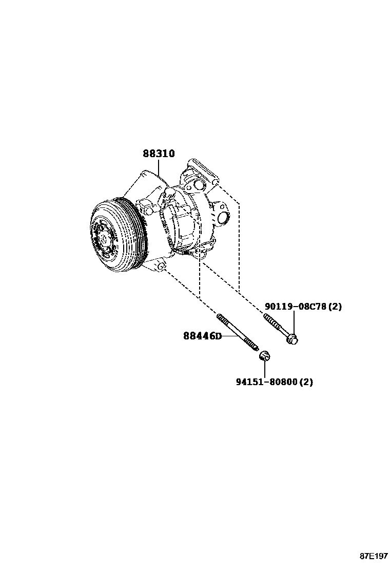 Toyota COROLLA Heating & Air Conditioning - Compressor EPC diagram — 87E197