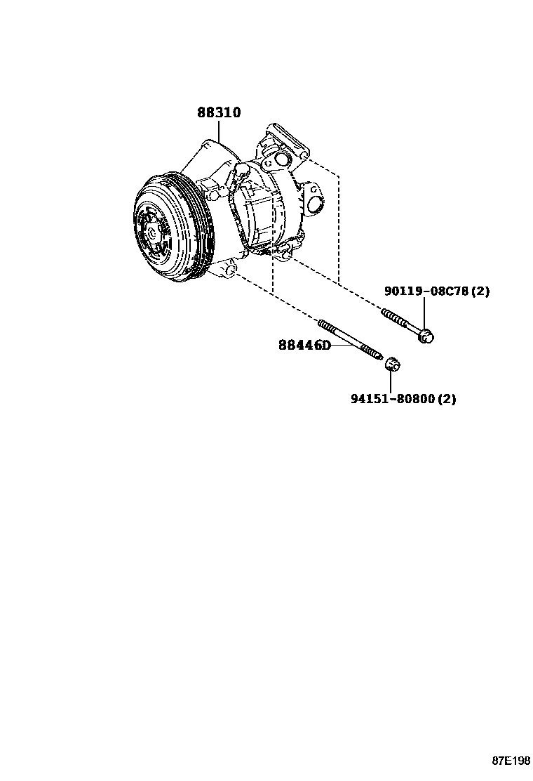 Toyota COROLLA Heating & Air Conditioning - Compressor EPC diagram — 87E198