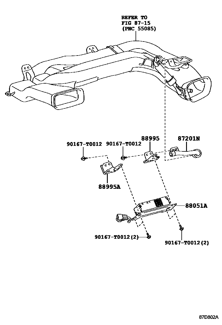 Toyota COROLLA 空气净化器或离子发生器 EPC diagram — 87D802A