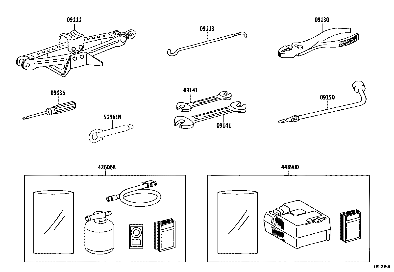 Toyota COROLLA Standard Tools EPC diagram — 090956