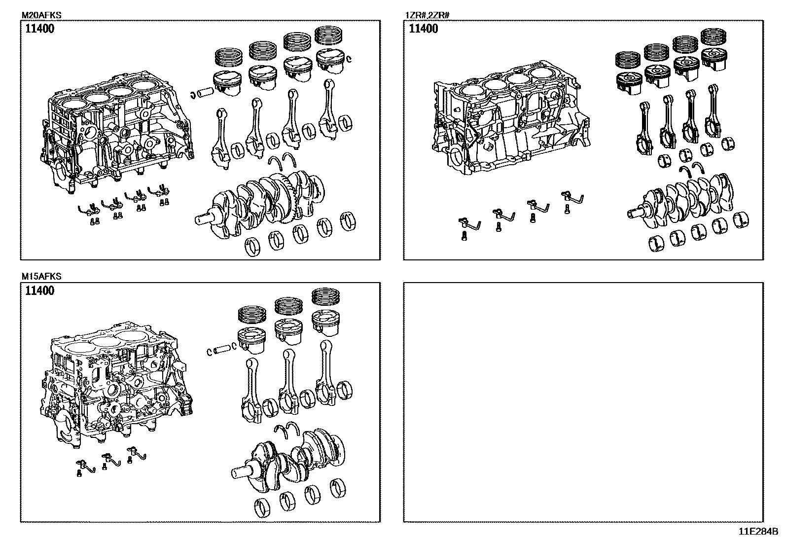 Toyota COROLLA Short Block Assembly EPC diagram — 11E284C