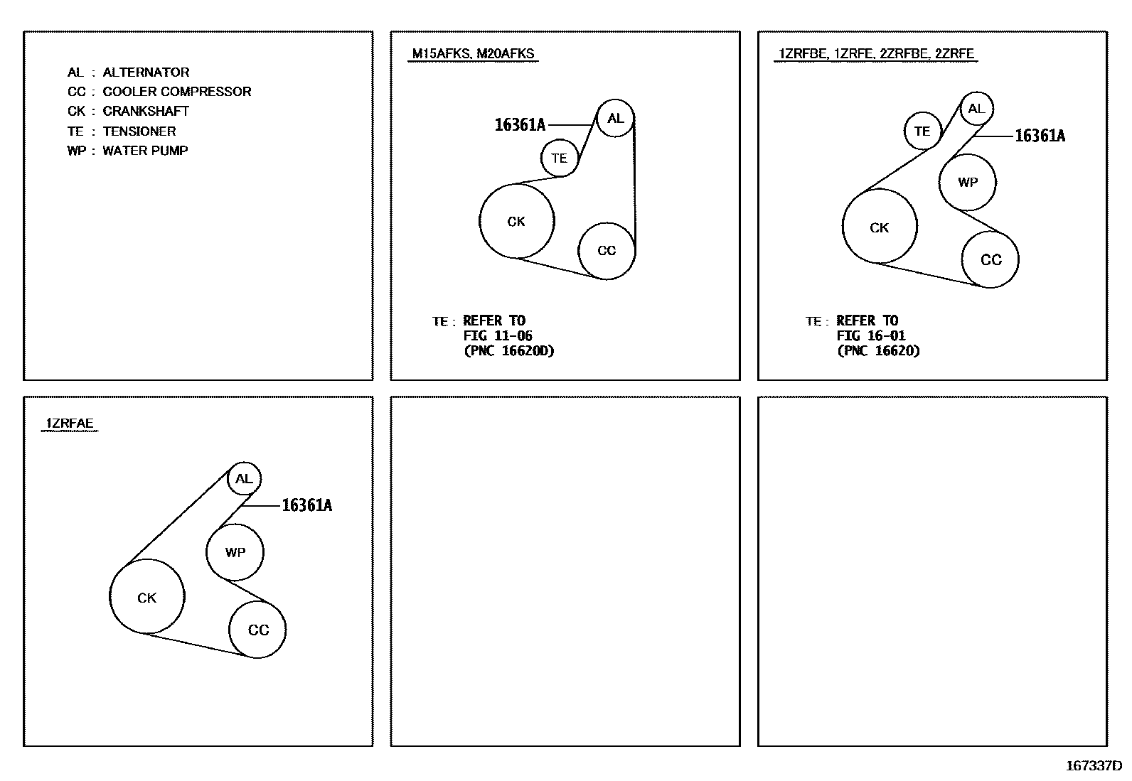 Toyota COROLLA V-Belt EPC diagram — 167337D