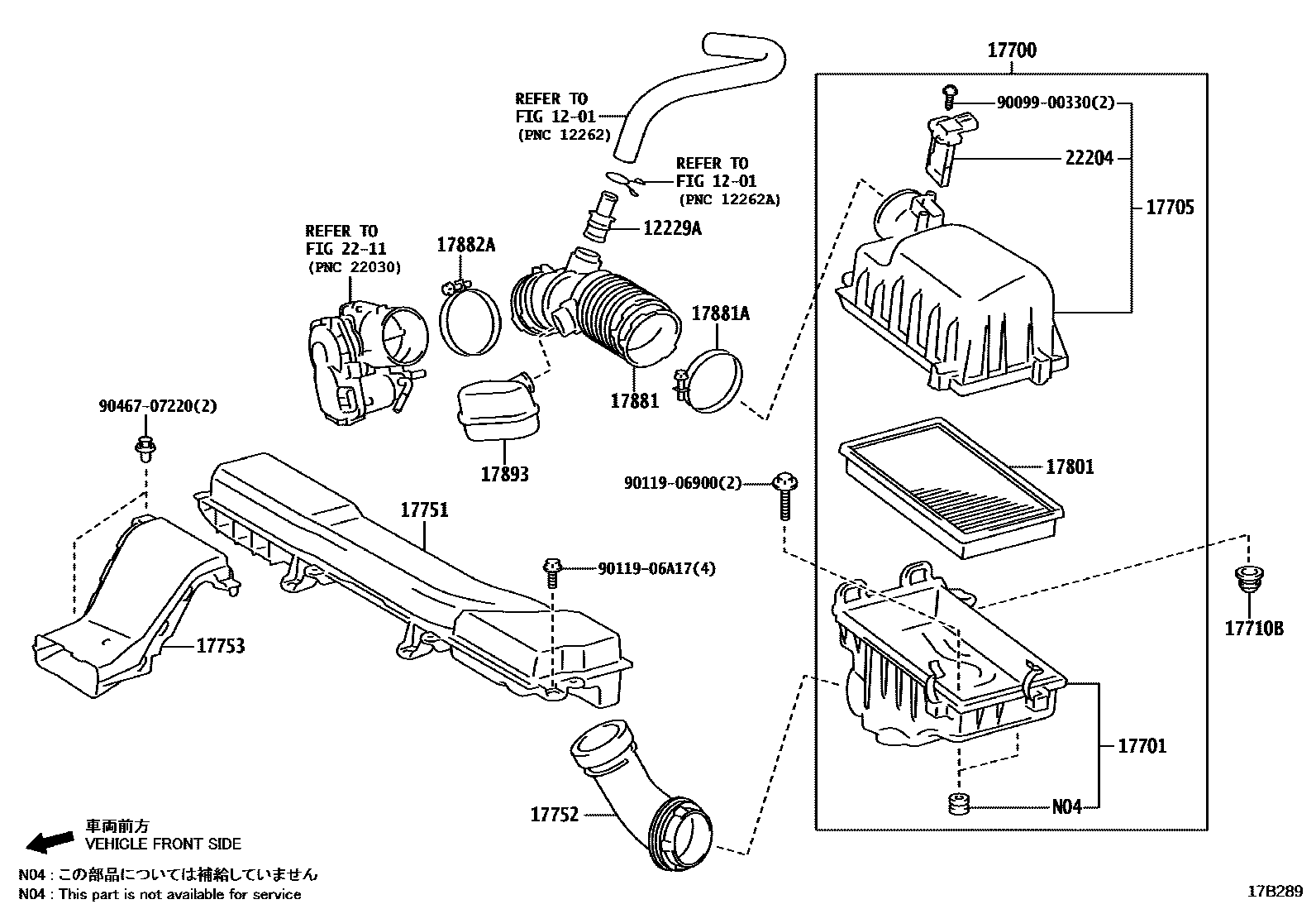Toyota COROLLA Air Cleaner EPC diagram — 17B289
