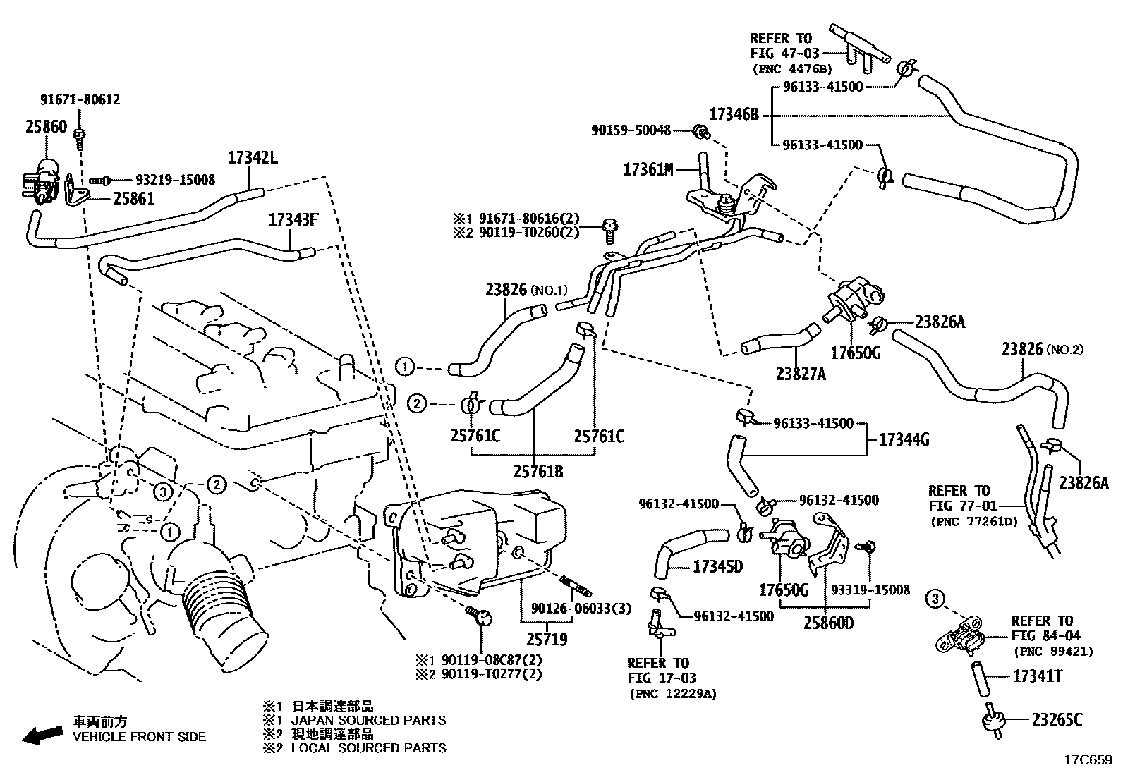 Toyota COROLLA vacuum tube EPC diagram — 17C659