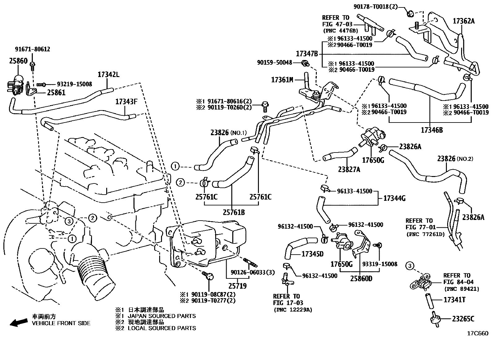 Toyota COROLLA vacuum tube EPC diagram — 17C660