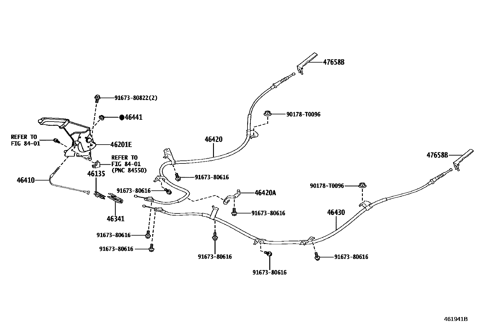 Toyota COROLLA Parking Brake & Cable EPC diagram — 461941B