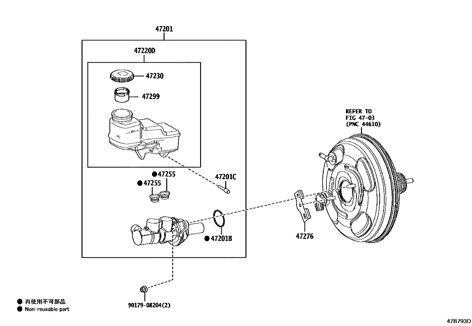 Toyota COROLLA 制动总泵 EPC diagram — 47B793D