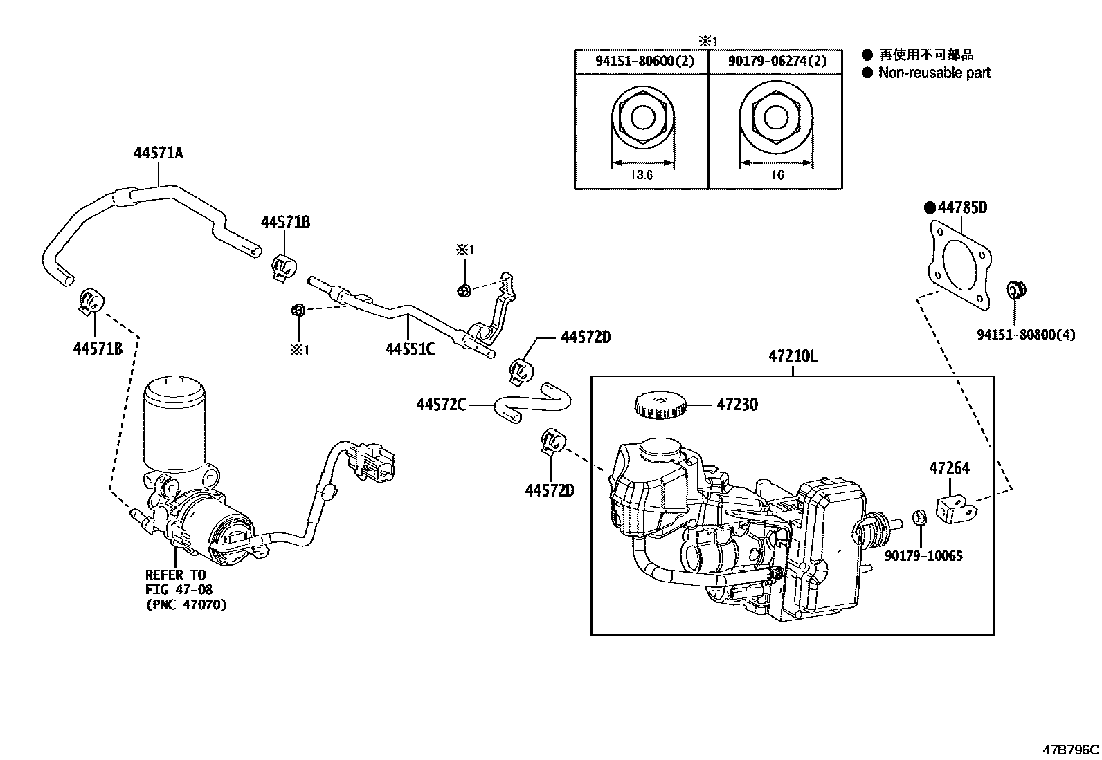 Toyota COROLLA 制动总泵 EPC diagram — 47B796C