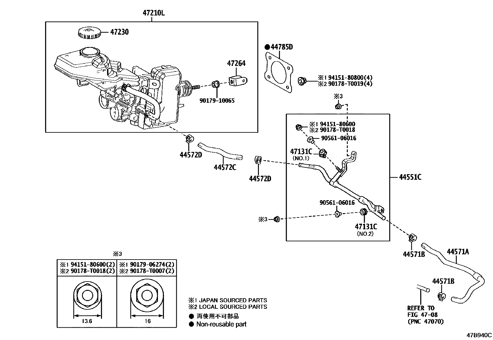 Toyota COROLLA 制动总泵 EPC diagram — 47B940C