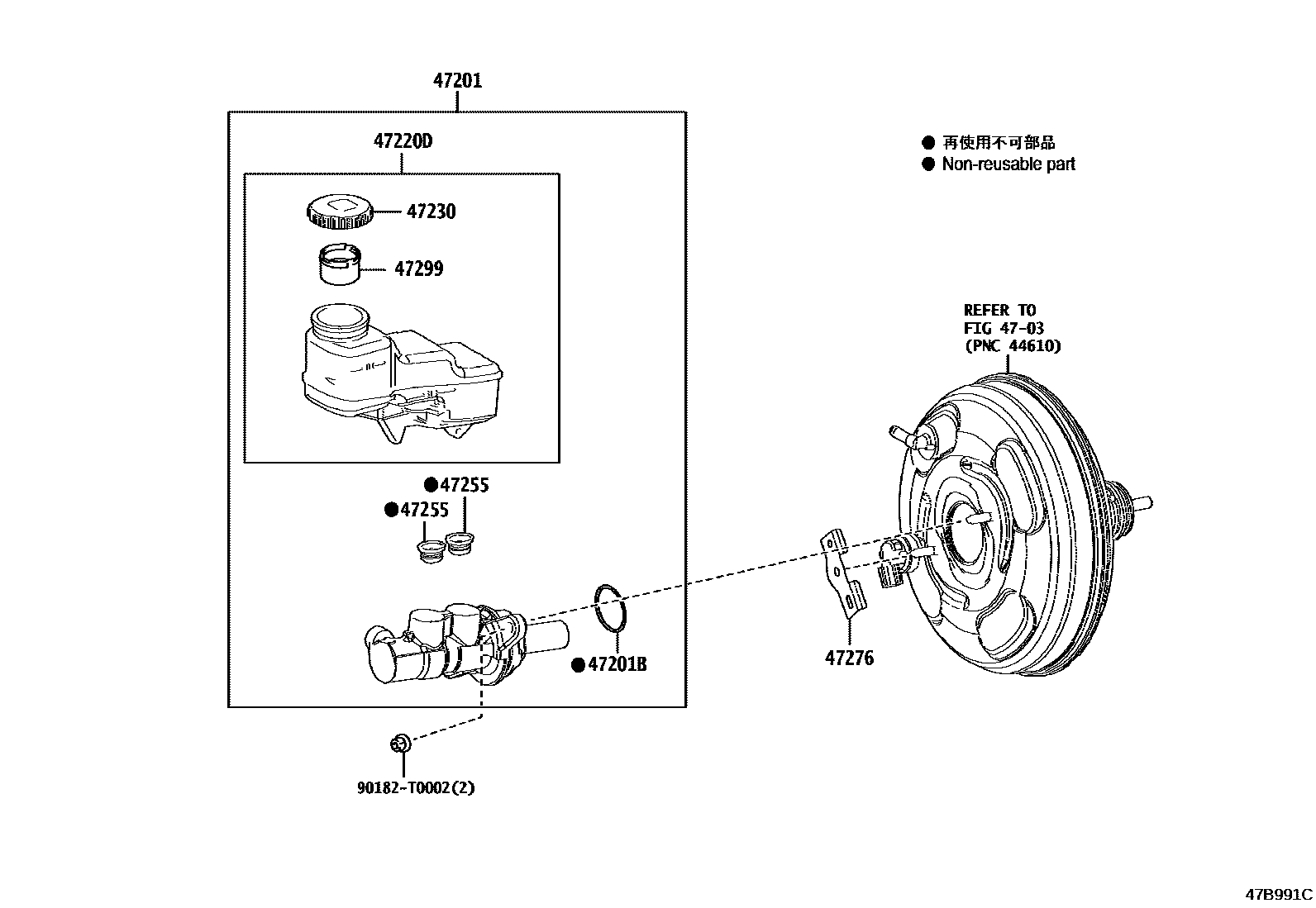 Toyota COROLLA 制动总泵 EPC diagram — 47B991C
