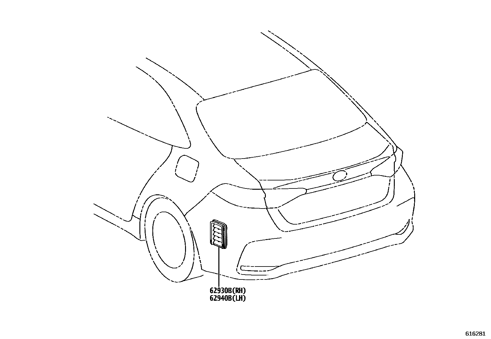 Toyota COROLLA 车侧通风装置 EPC diagram — 616281