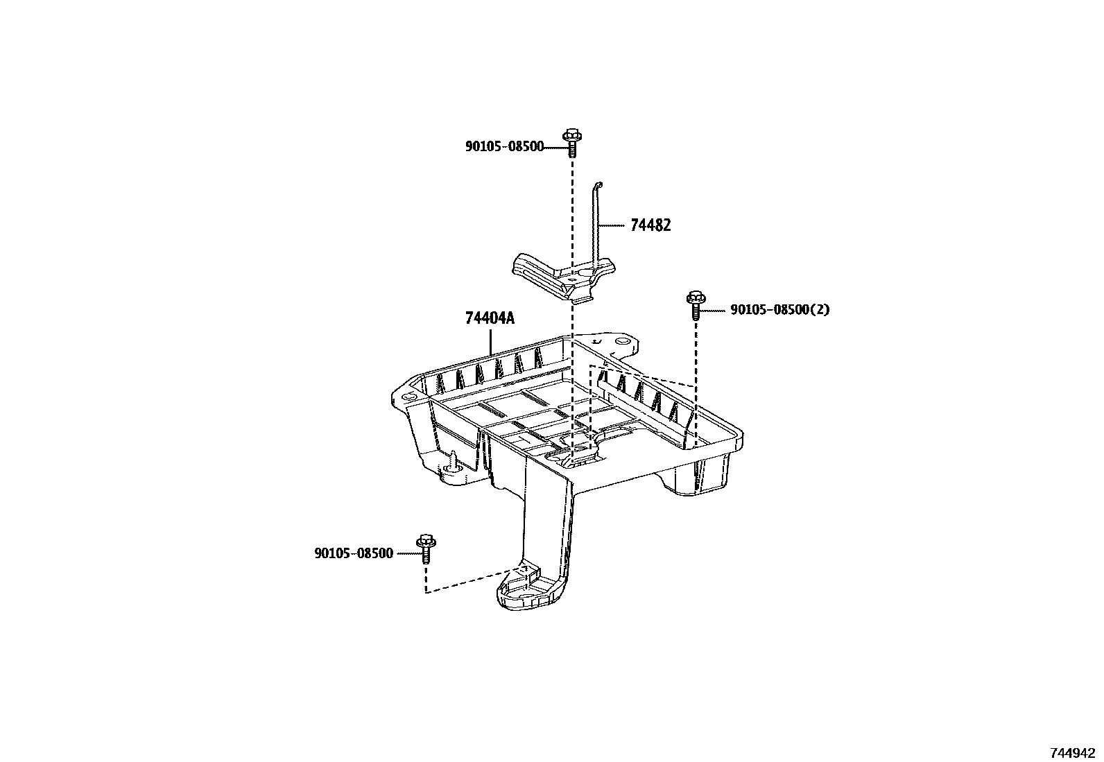 Toyota COROLLA battery holder EPC diagram — 744942