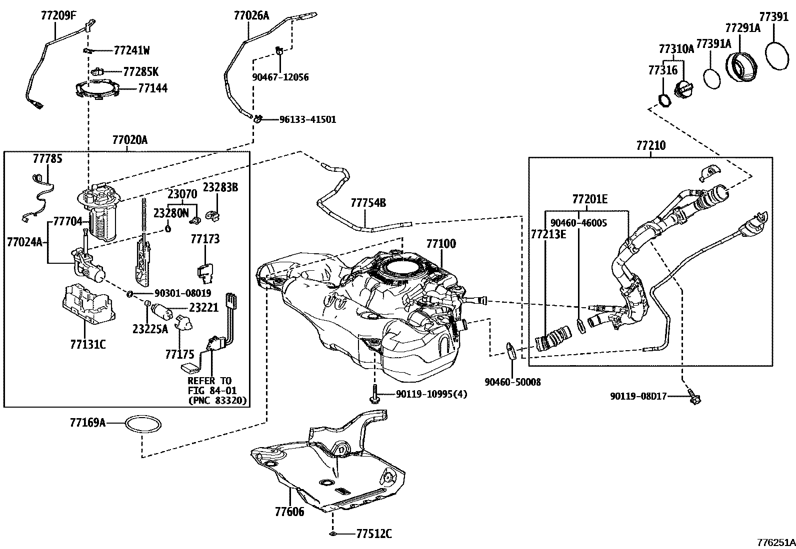 Toyota COROLLA 燃油箱和燃油管 EPC diagram — 776251A
