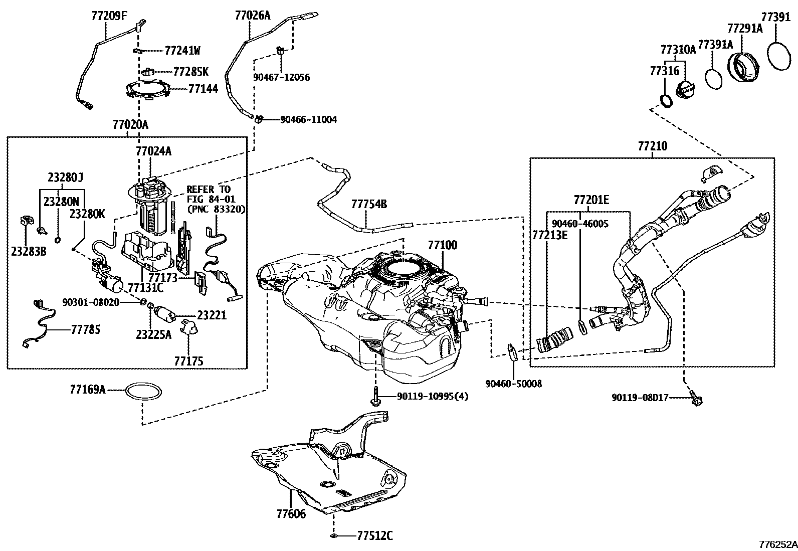 Toyota COROLLA 燃油箱和燃油管 EPC diagram — 776252A