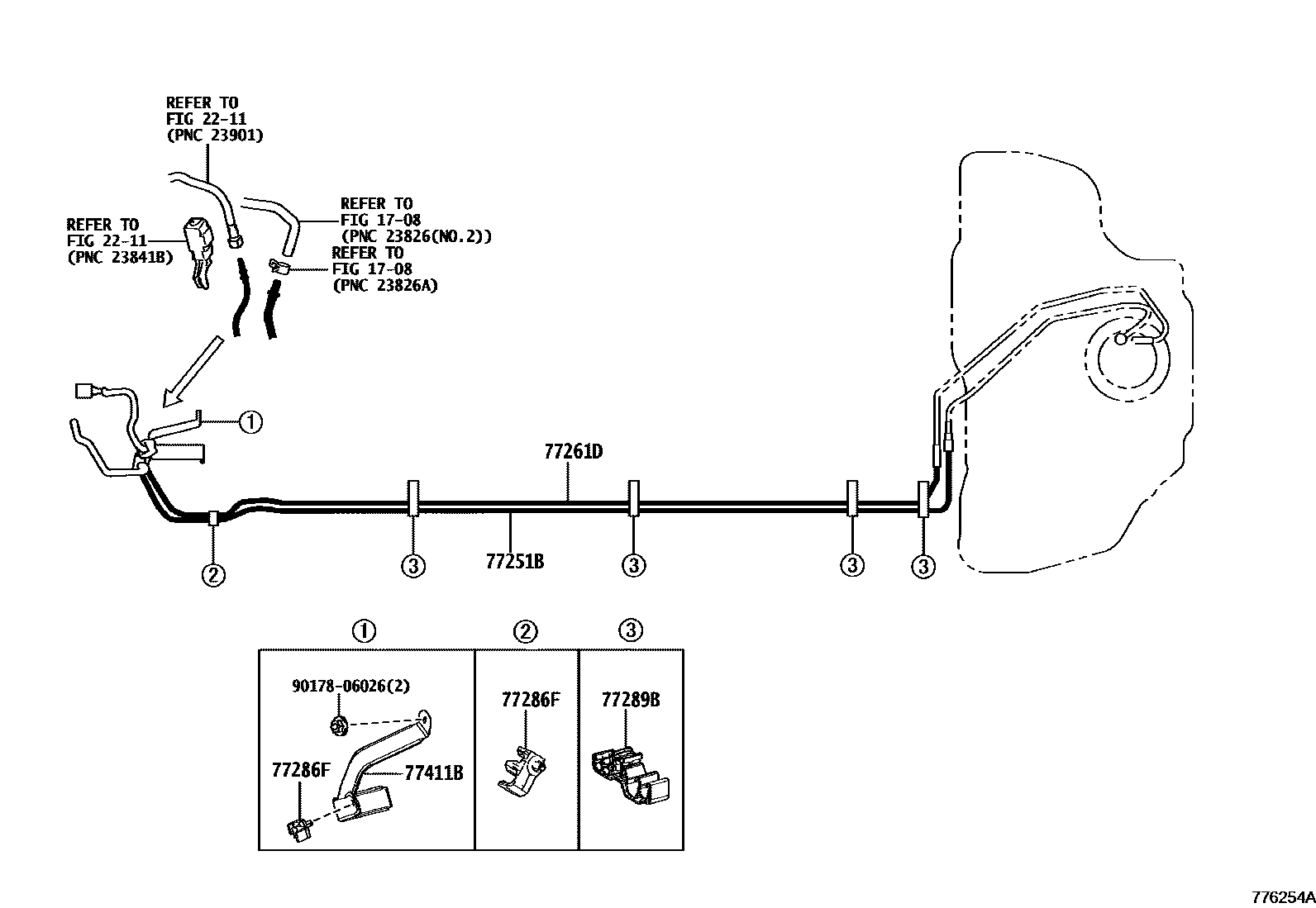 Toyota COROLLA 燃油箱和燃油管 EPC diagram — 776254A
