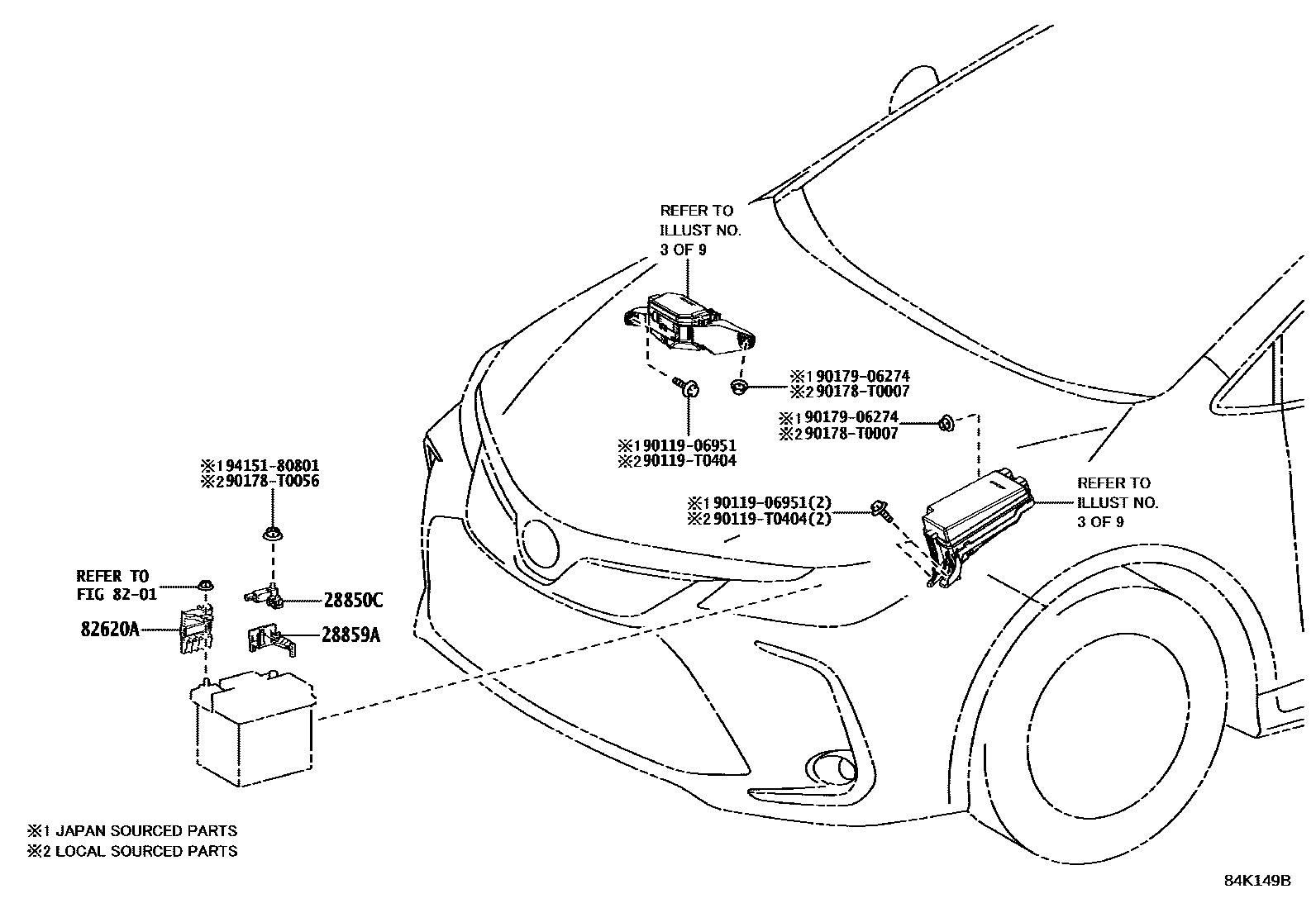 Toyota COROLLA 开关和继电器和ECU EPC diagram — 84K149B