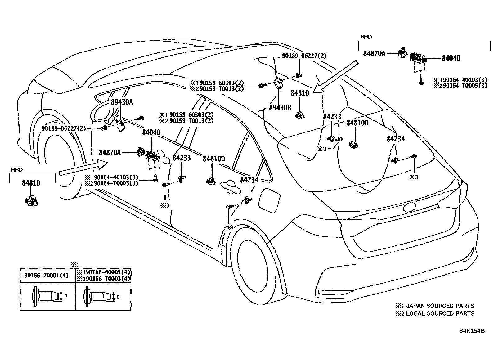 Toyota COROLLA 开关和继电器和ECU EPC diagram — 84K154B