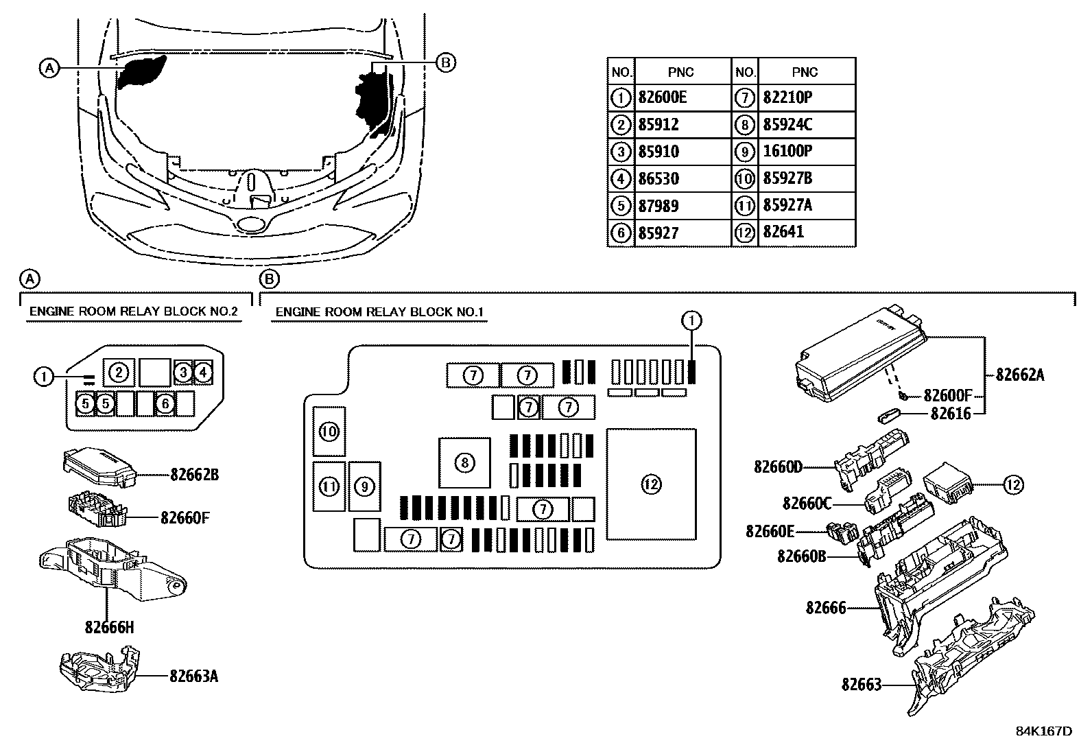 Toyota COROLLA 开关和继电器和ECU EPC diagram — 84K167D