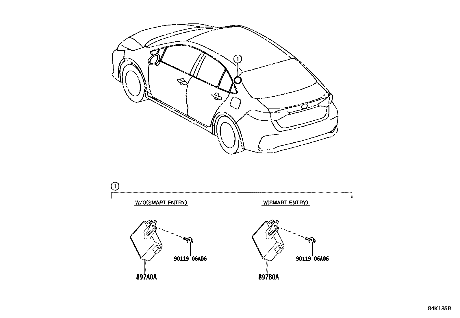 Toyota COROLLA 轮胎压力警告系统 EPC diagram — 84K135B