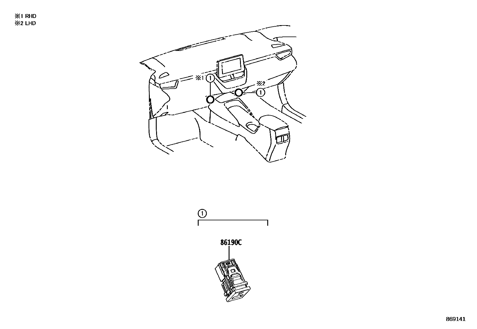 Toyota COROLLA 收音机、放大器和冷凝器 EPC diagram — 869141