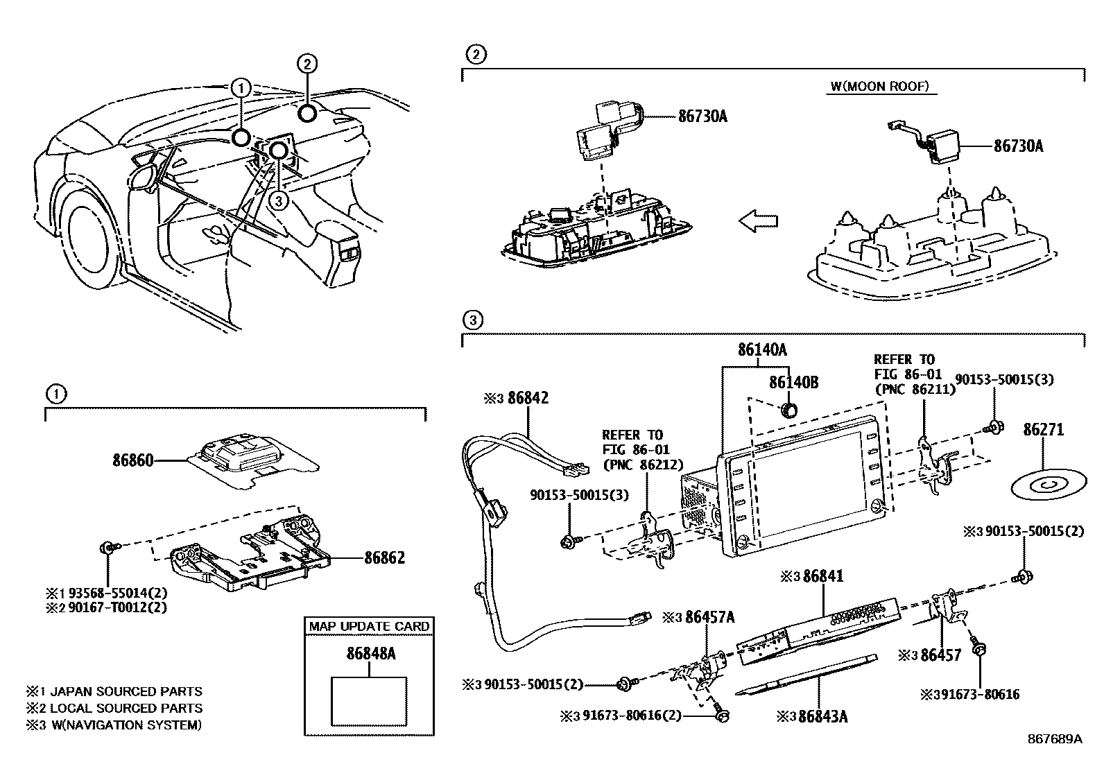 Toyota COROLLA 导航和前监视器显示屏 EPC diagram — 867689A