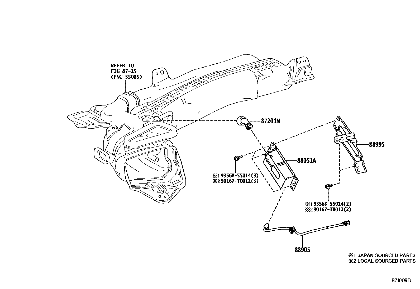 Toyota COROLLA 空气净化器或离子发生器 EPC diagram — 87I009B