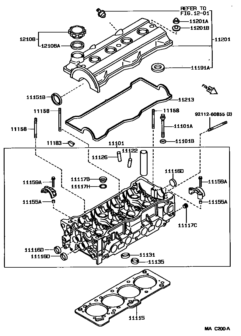 Toyota COROLLA Cylinder Head EPC diagram — MAC200A