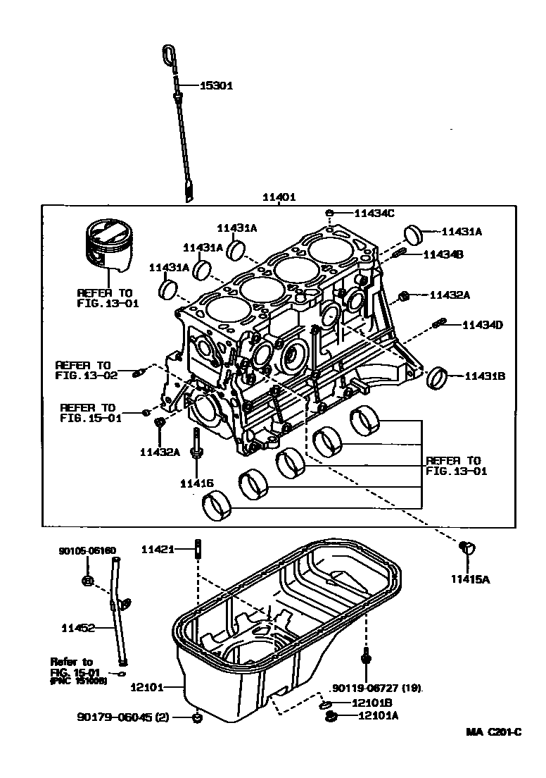 Toyota COROLLA Cylinder Block EPC diagram — MAC201C