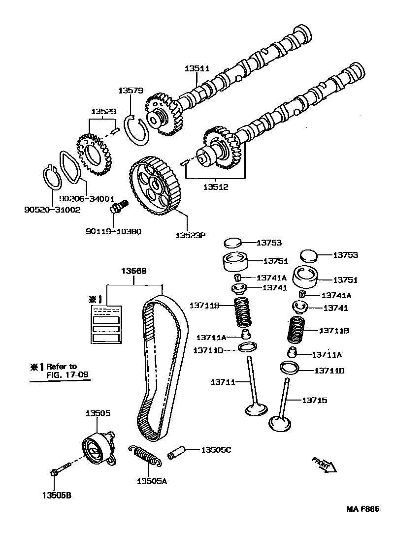 Toyota COROLLA Camshaft & Valve EPC diagram — MAF885