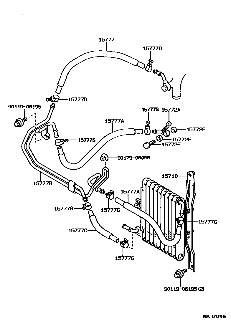 Toyota COROLLA Engine Oil Cooler EPC diagram — NA0174E