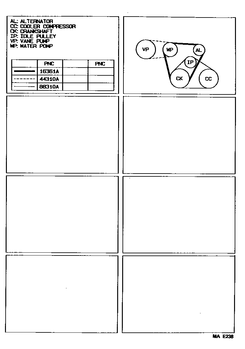 Toyota COROLLA V-Belt EPC diagram — MAE238
