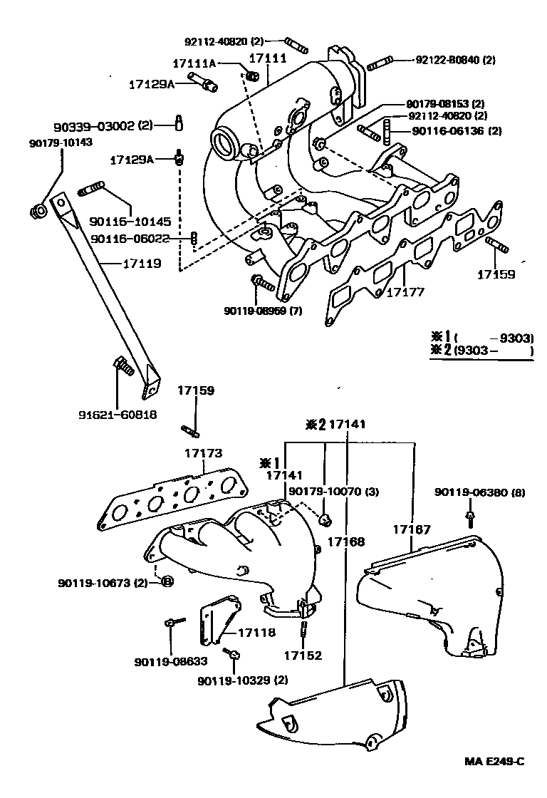 Toyota COROLLA Manifold EPC diagram — MAE249C