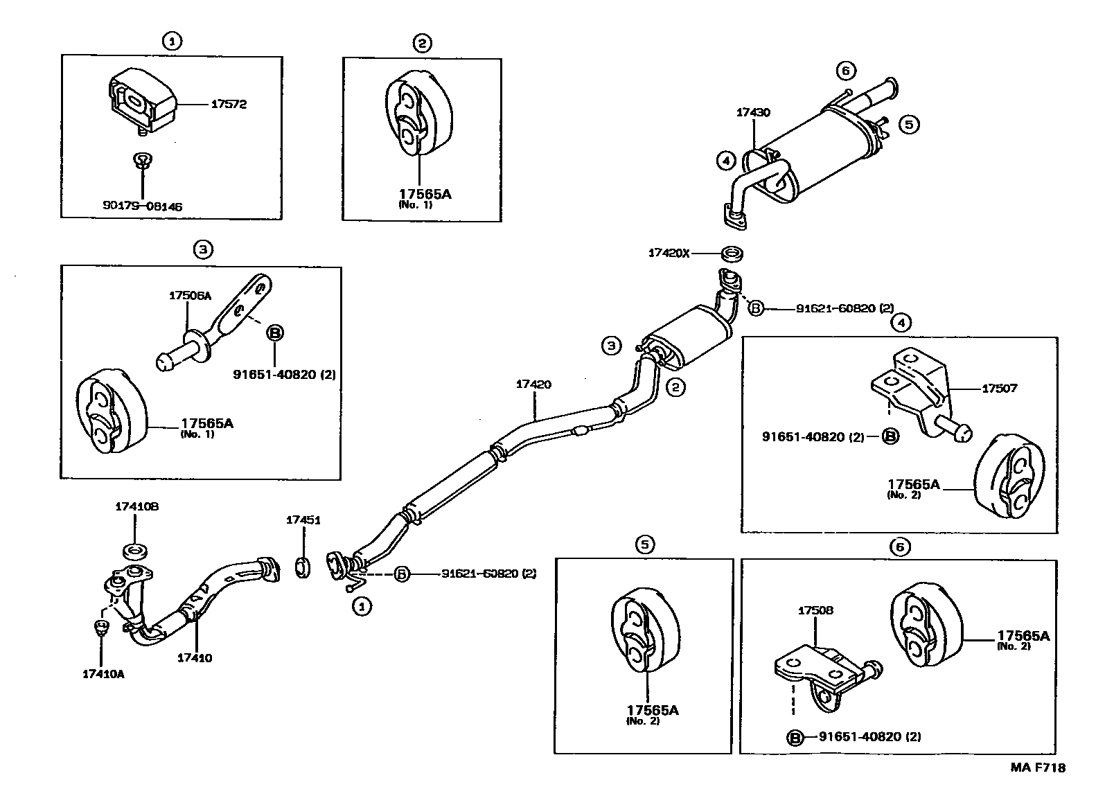 Toyota COROLLA Exhaust Pipe EPC diagram — MAF718