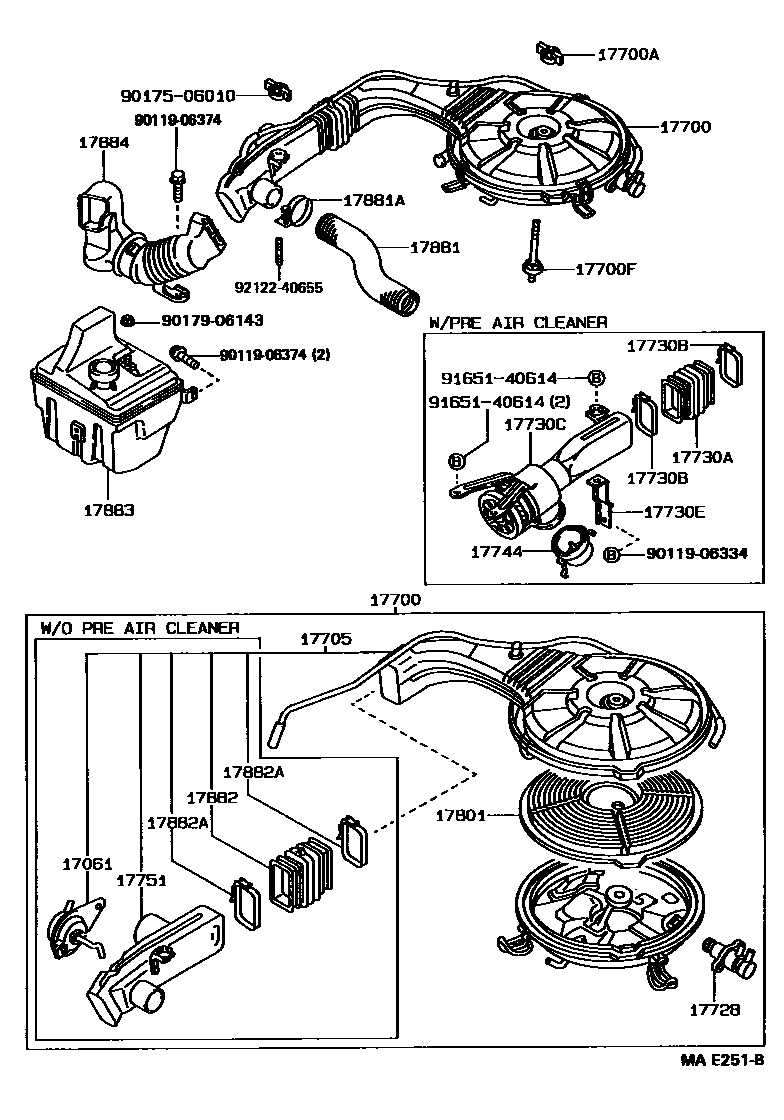 Toyota COROLLA Air Cleaner EPC diagram — MAE251B