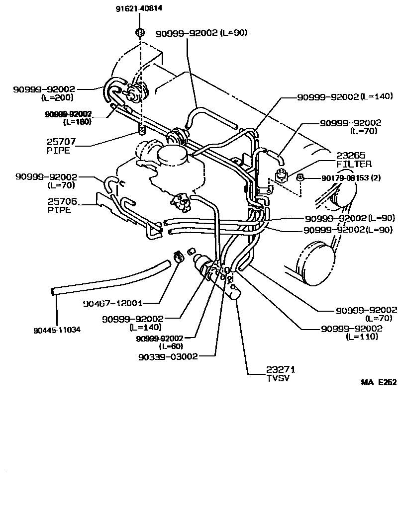 Toyota COROLLA vacuum tube EPC diagram — MAE252