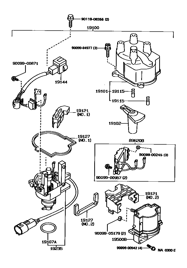 Toyota COROLLA 分电器 EPC diagram — NA0300E