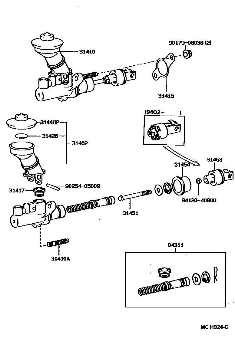 Toyota COROLLA 离合器总泵 EPC diagram — MCH924C