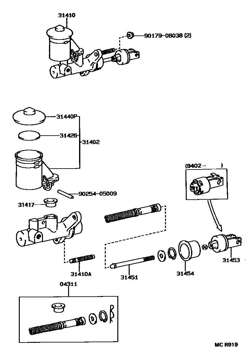 Toyota COROLLA 离合器总泵 EPC diagram — MCR919
